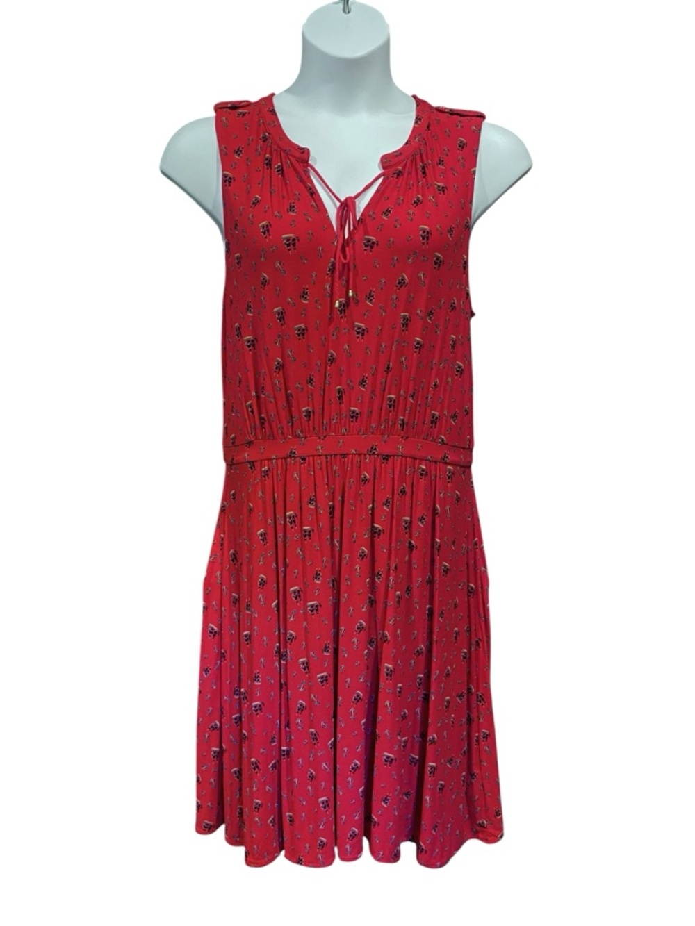 Leifnotes Anthropologie Skipper Dress Red Nautical Anchor Womens Size XL